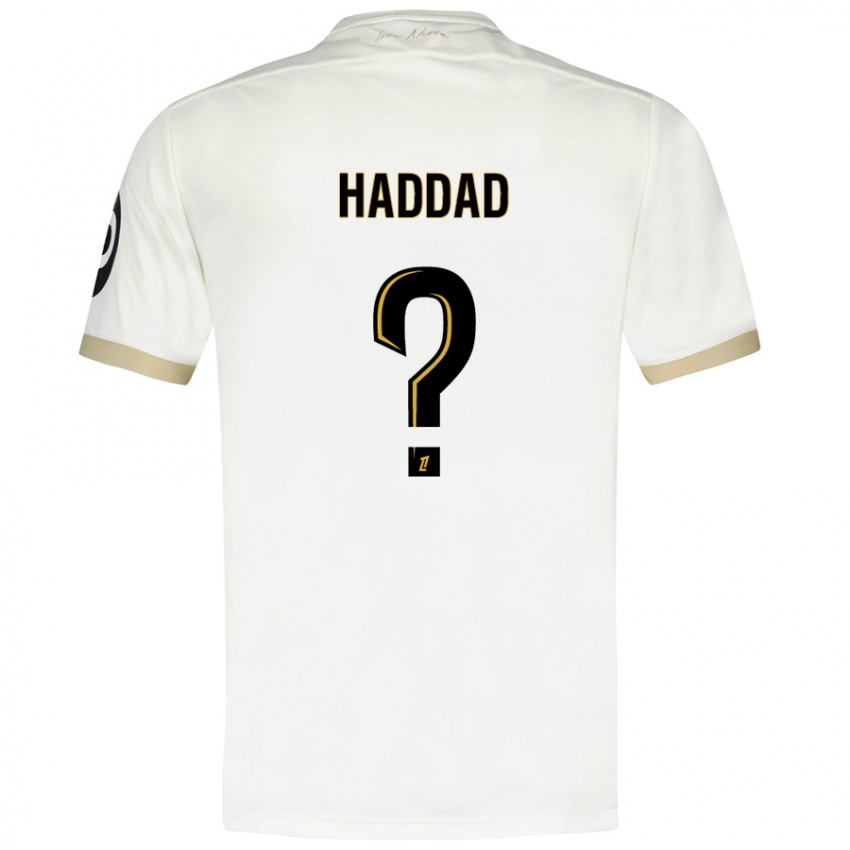 Bambino Maglia Yacine Haddad #0 Bianco Oro Kit Gara Away 2024/25 Maglietta