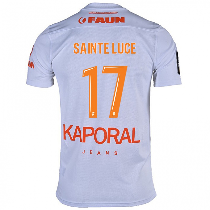 Bambino Maglia Théo Sainte-Luce #17 Bianco Kit Gara Away 2024/25 Maglietta