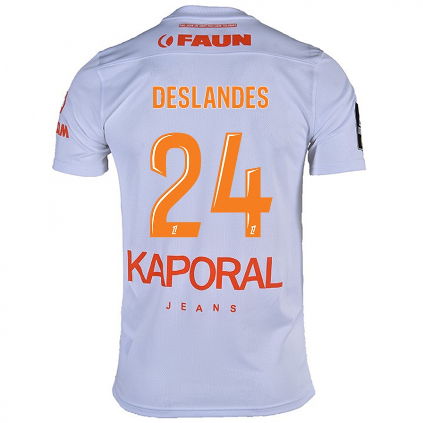 Bambino Maglia Océane Deslandes #24 Bianco Kit Gara Away 2024/25 Maglietta