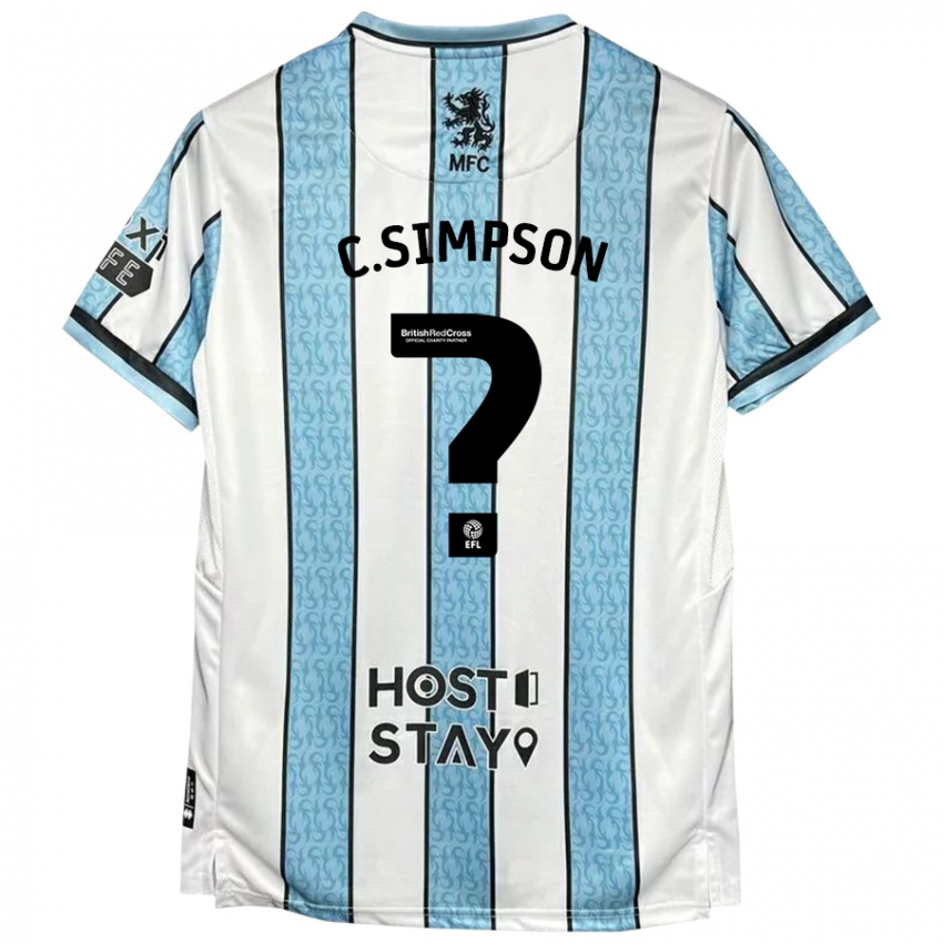 Bambino Maglia Cameron Simpson #0 Bianco Blu Kit Gara Away 2024/25 Maglietta