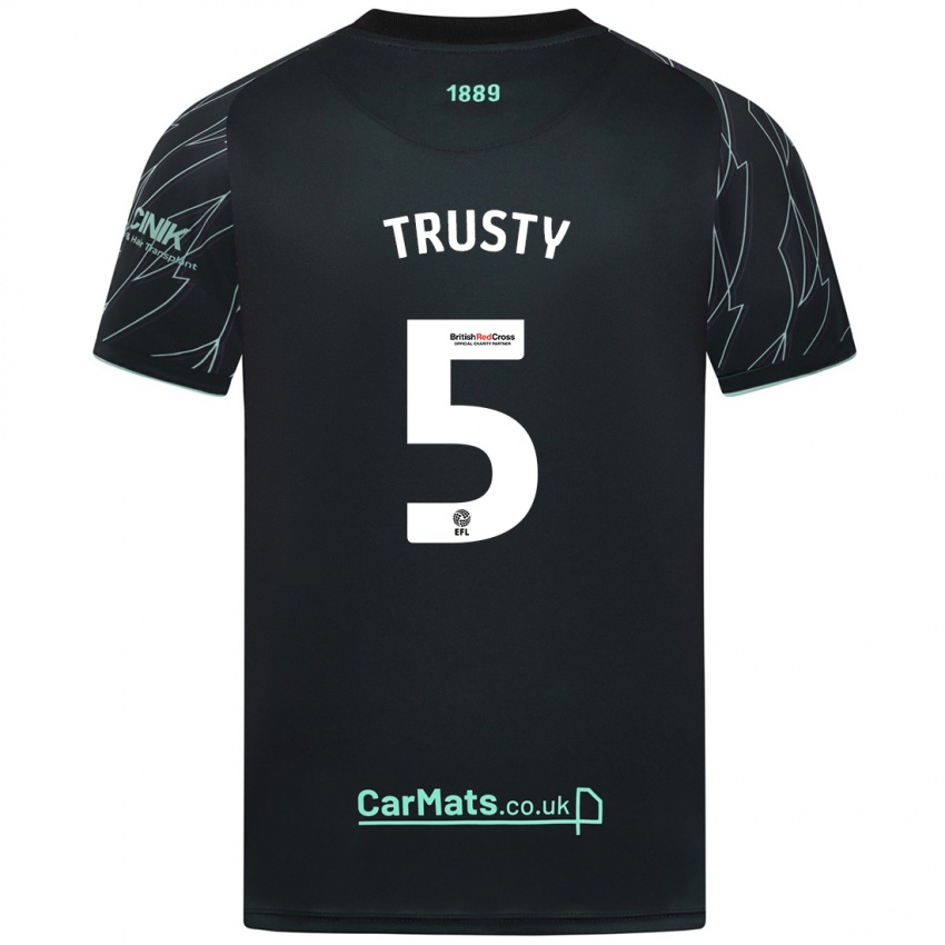 Bambino Maglia Auston Trusty #5 Nero Verde Kit Gara Away 2024/25 Maglietta