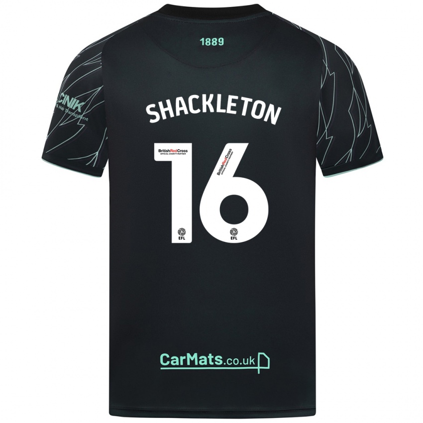 Bambino Maglia Jamie Shackleton #16 Nero Verde Kit Gara Away 2024/25 Maglietta