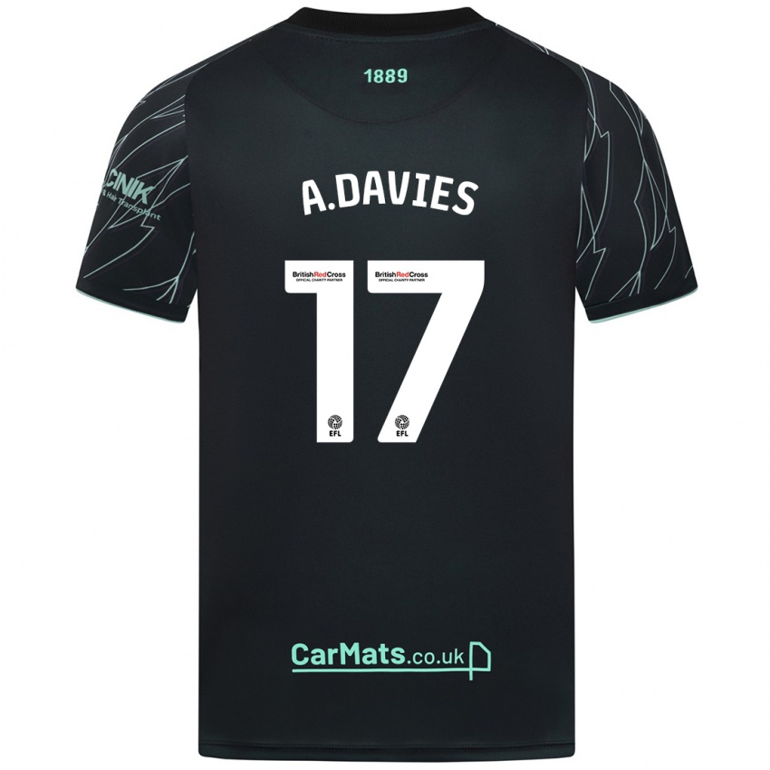 Bambino Maglia Adam Davies #17 Nero Verde Kit Gara Away 2024/25 Maglietta