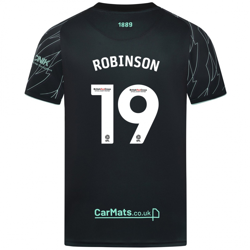 Bambino Maglia Jack Robinson #19 Nero Verde Kit Gara Away 2024/25 Maglietta