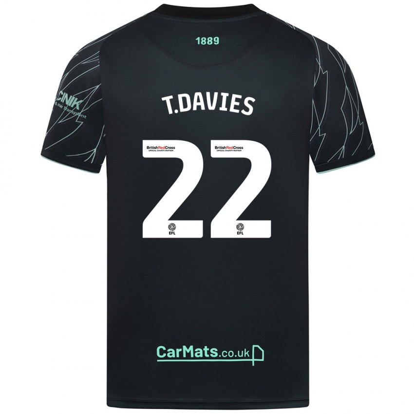 Bambino Maglia Tom Davies #22 Nero Verde Kit Gara Away 2024/25 Maglietta