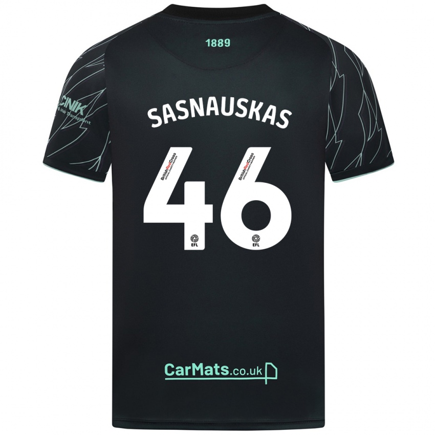 Bambino Maglia Dovydas Sasnauskas #46 Nero Verde Kit Gara Away 2024/25 Maglietta