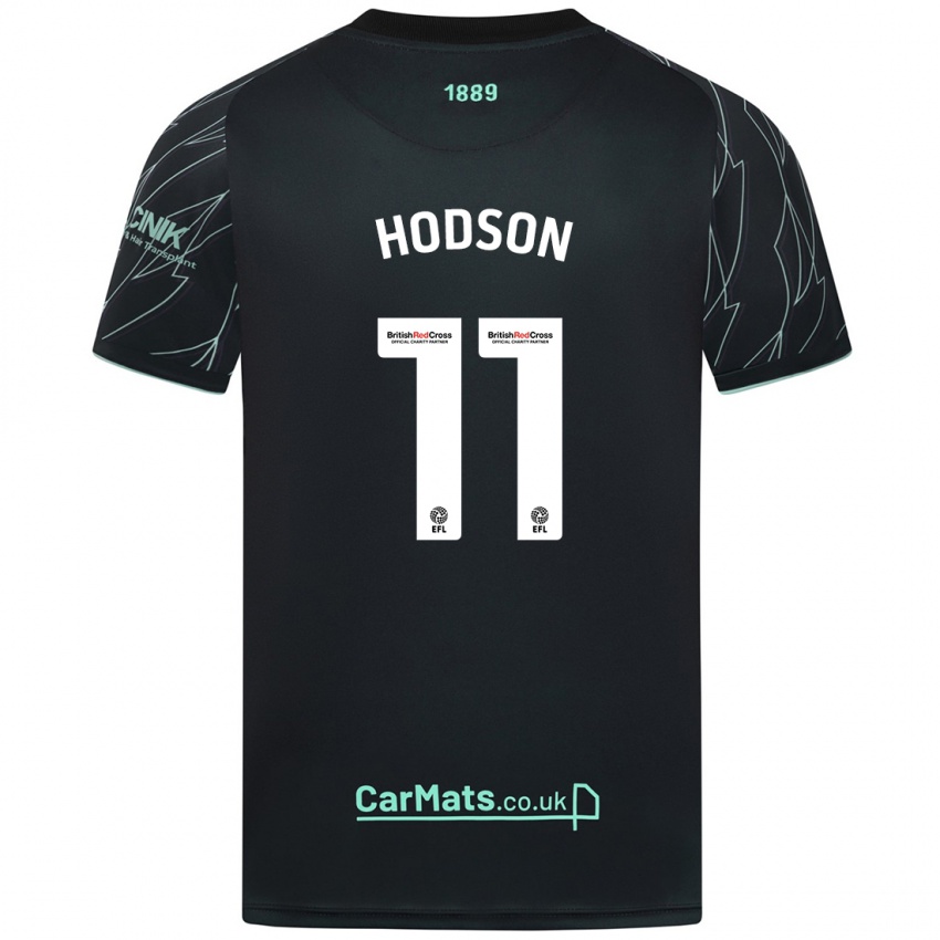 Bambino Maglia Ashley Hodson #11 Nero Verde Kit Gara Away 2024/25 Maglietta