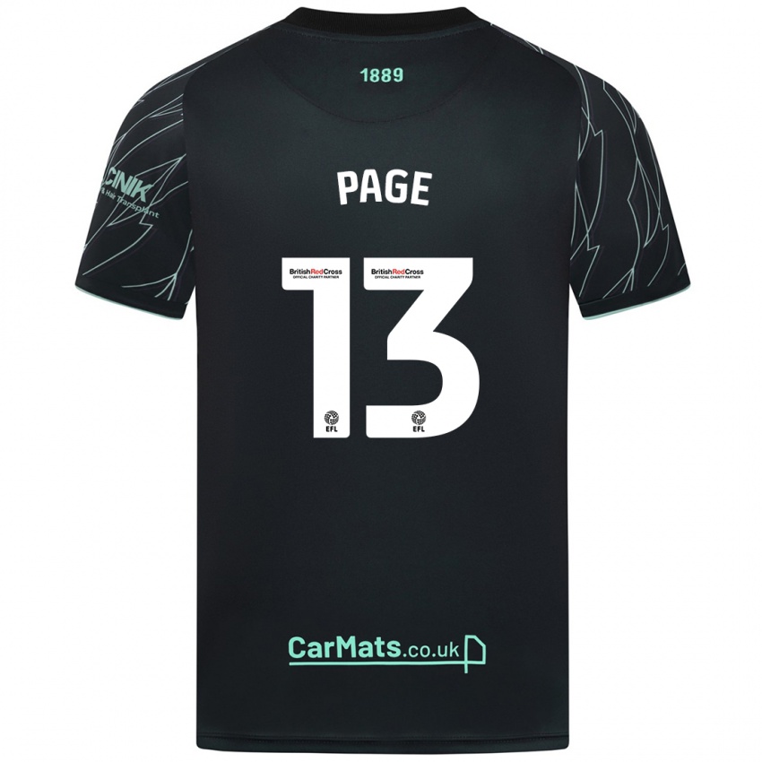 Bambino Maglia Olivia Page #13 Nero Verde Kit Gara Away 2024/25 Maglietta