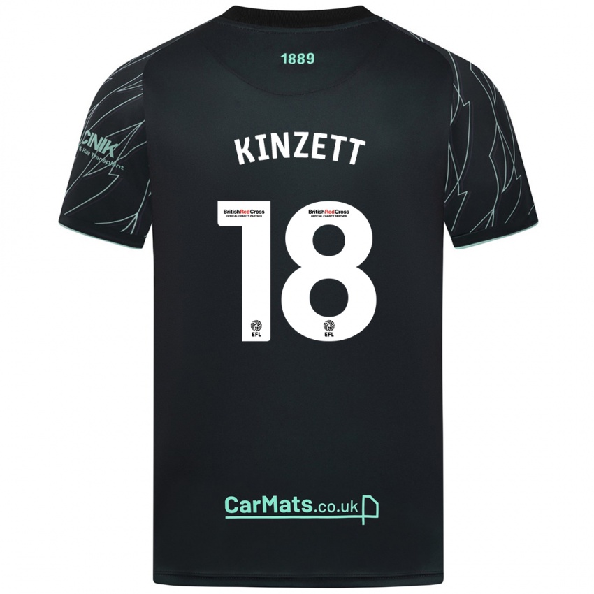 Bambino Maglia Ella Kinzett #18 Nero Verde Kit Gara Away 2024/25 Maglietta