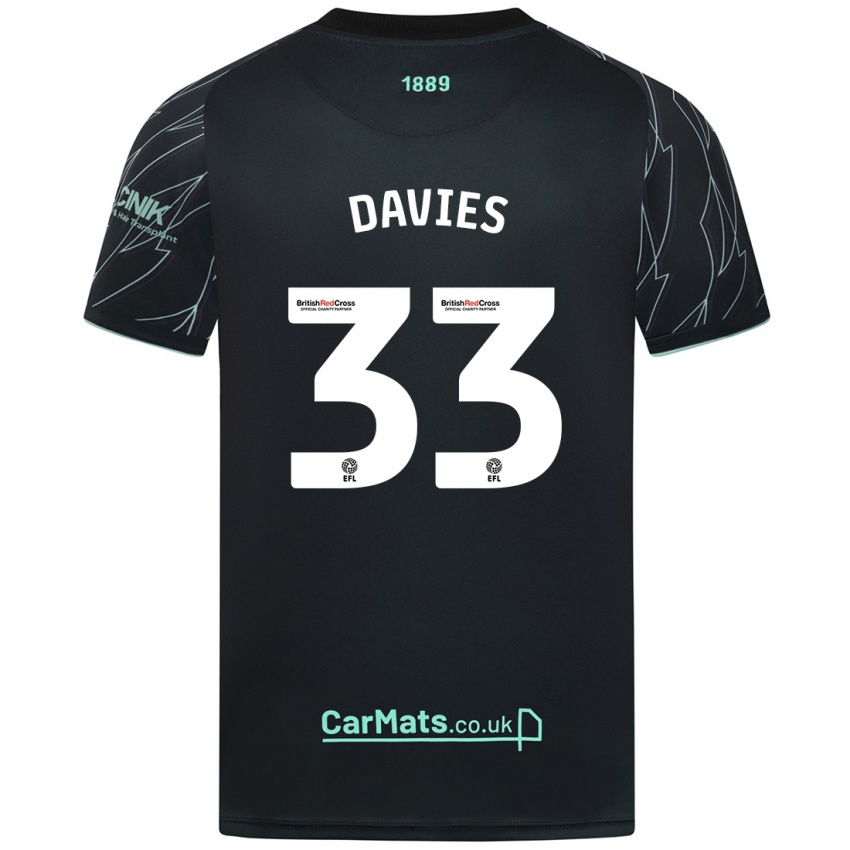 Bambino Maglia Bethan Davies #33 Nero Verde Kit Gara Away 2024/25 Maglietta