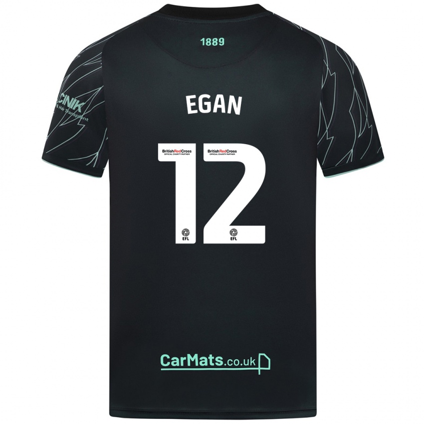 Bambino Maglia John Egan #12 Nero Verde Kit Gara Away 2024/25 Maglietta