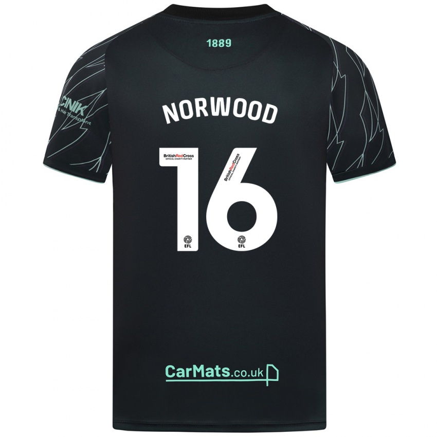 Bambino Maglia Oliver Norwood #16 Nero Verde Kit Gara Away 2024/25 Maglietta