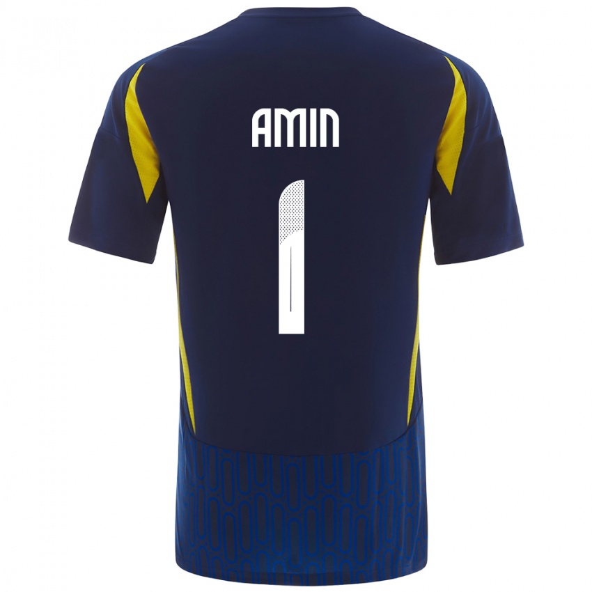 Bambino Maglia Amin Al-Bukhari #1 Blu Giallo Kit Gara Away 2024/25 Maglietta