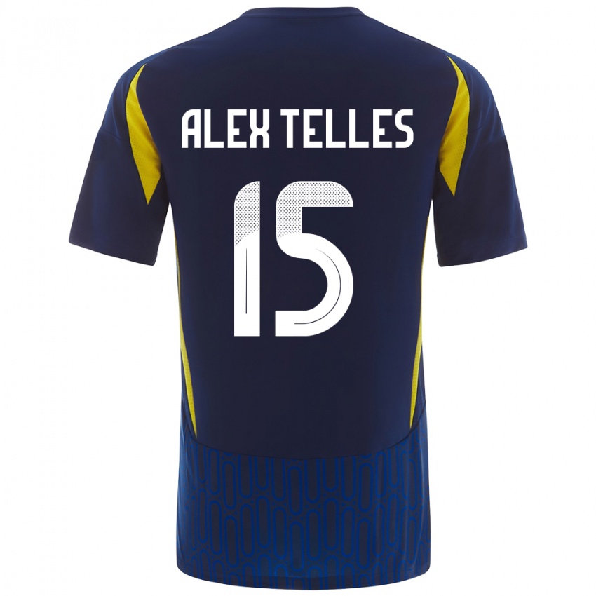 Bambino Maglia Alex Telles #15 Blu Giallo Kit Gara Away 2024/25 Maglietta