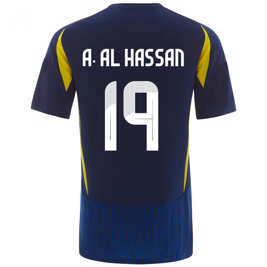 Bambino Maglia Ali Al-Hassan #19 Blu Giallo Kit Gara Away 2024/25 Maglietta