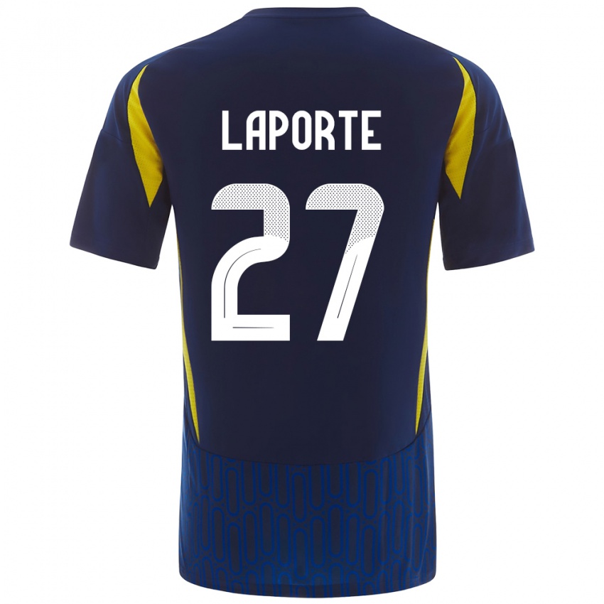 Bambino Maglia Aymeric Laporte #27 Blu Giallo Kit Gara Away 2024/25 Maglietta