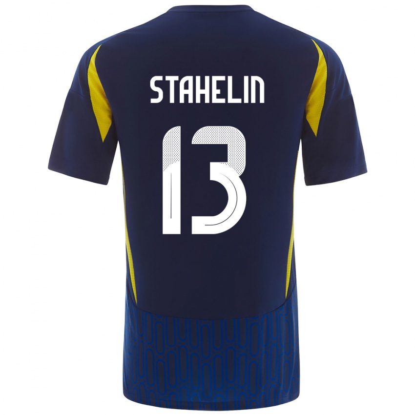 Bambino Maglia Izabela Stahelin #13 Blu Giallo Kit Gara Away 2024/25 Maglietta