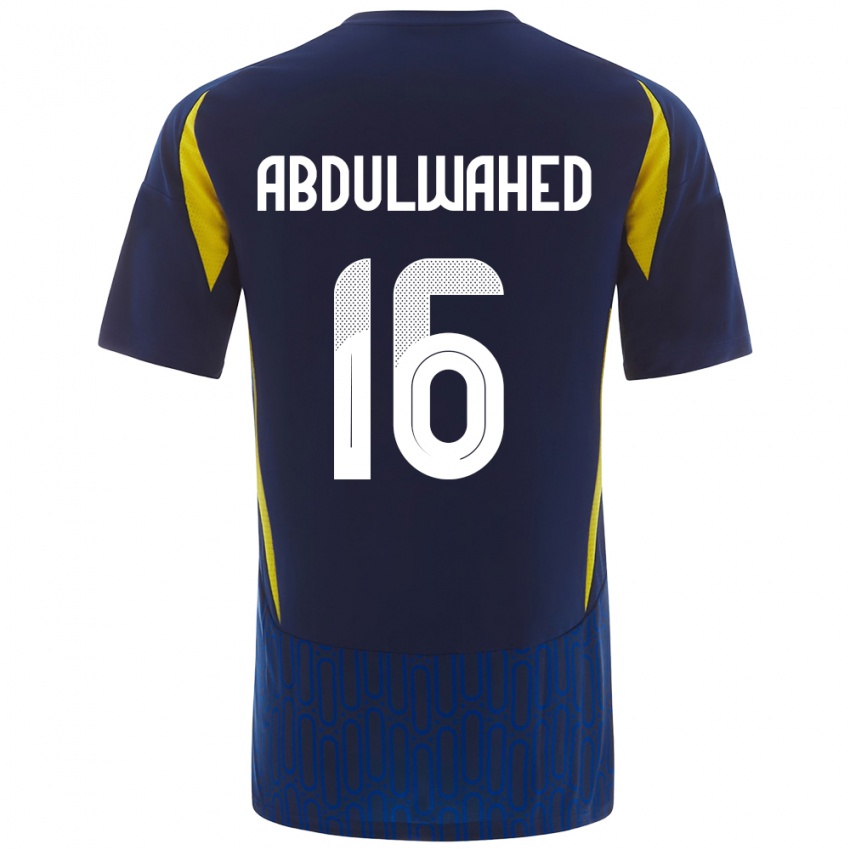 Bambino Maglia Ghader Abdulwahed #16 Blu Giallo Kit Gara Away 2024/25 Maglietta