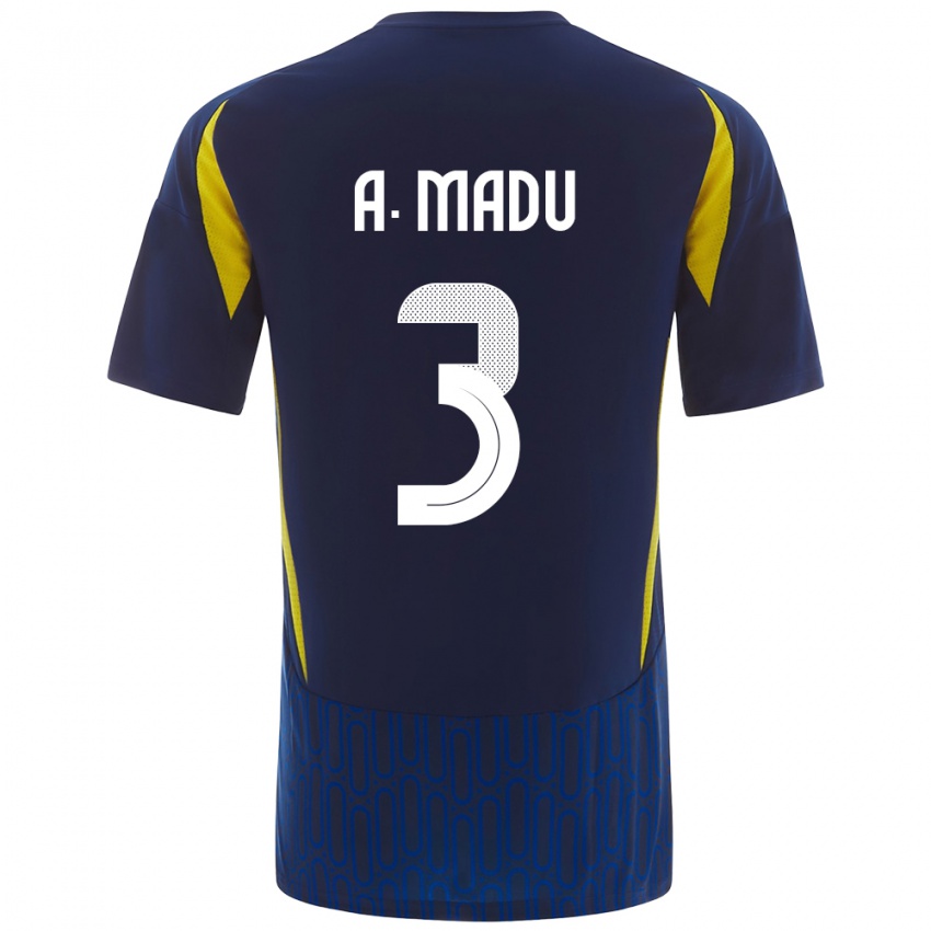 Bambino Maglia Abdullah Madu #3 Blu Giallo Kit Gara Away 2024/25 Maglietta