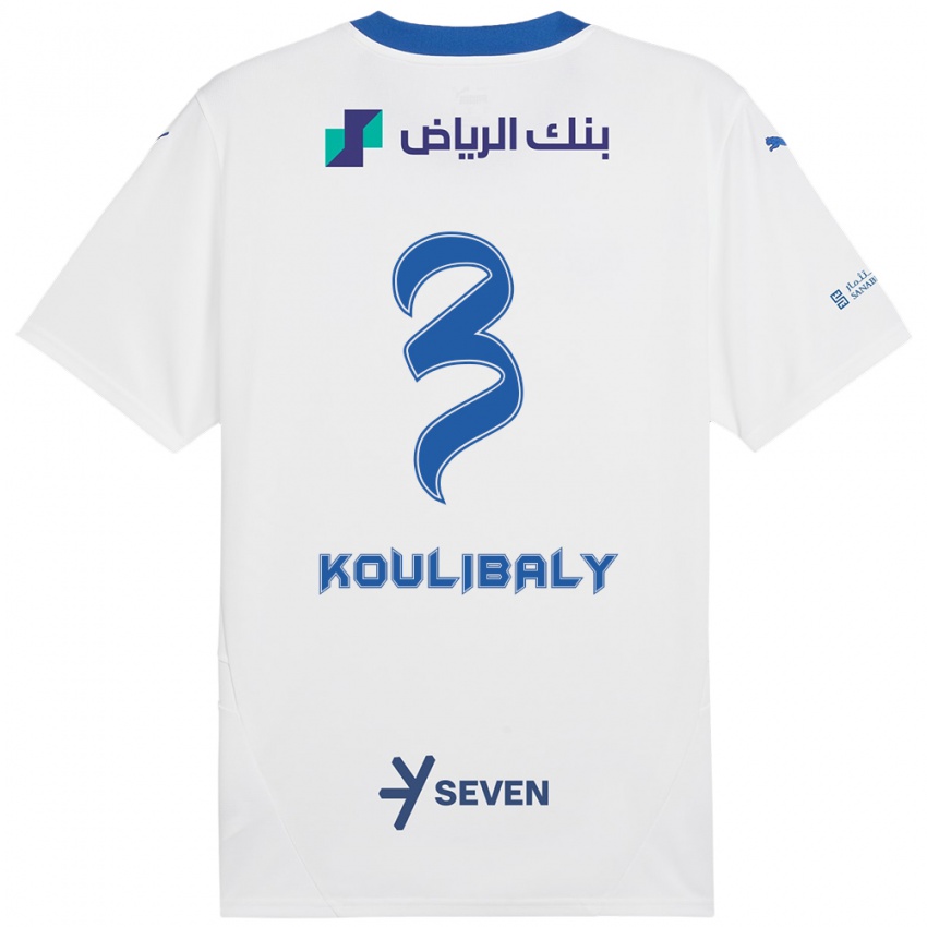 Bambino Maglia Kalidou Koulibaly #3 Bianco Blu Kit Gara Away 2024/25 Maglietta