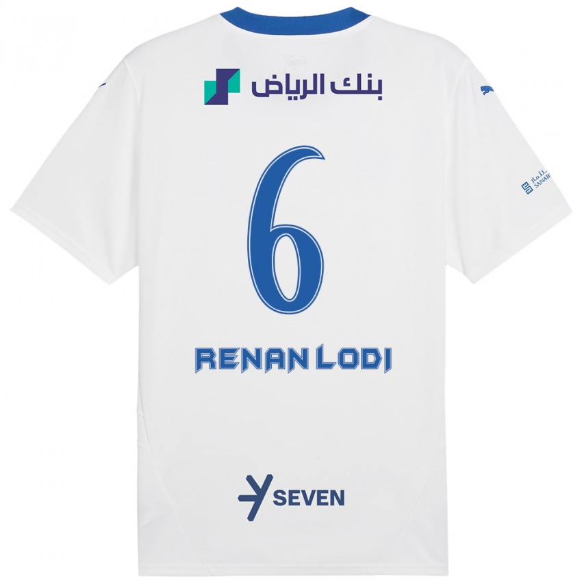 Bambino Maglia Renan Lodi #6 Bianco Blu Kit Gara Away 2024/25 Maglietta