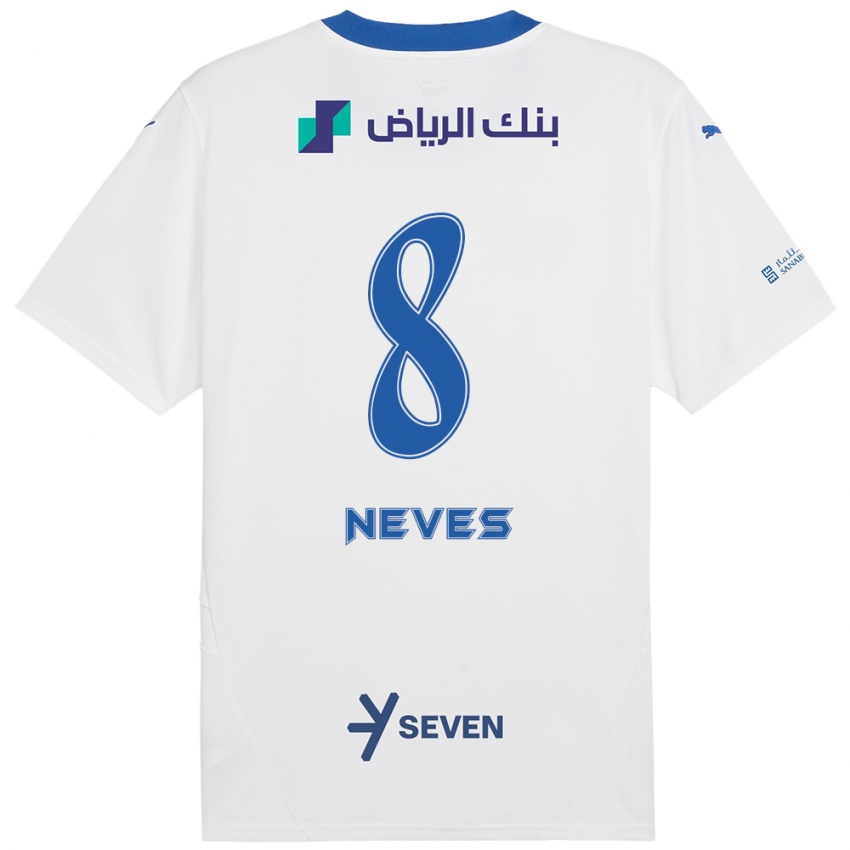 Bambino Maglia Rúben Neves #8 Bianco Blu Kit Gara Away 2024/25 Maglietta