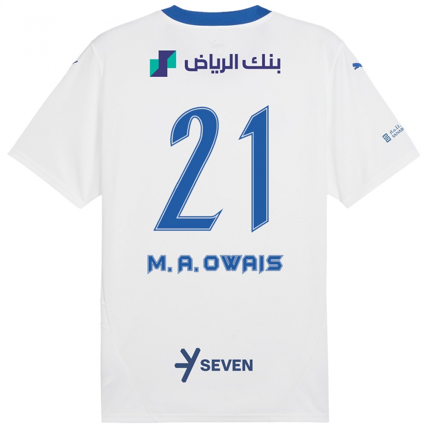 Bambino Maglia Mohammed Al-Owais #21 Bianco Blu Kit Gara Away 2024/25 Maglietta