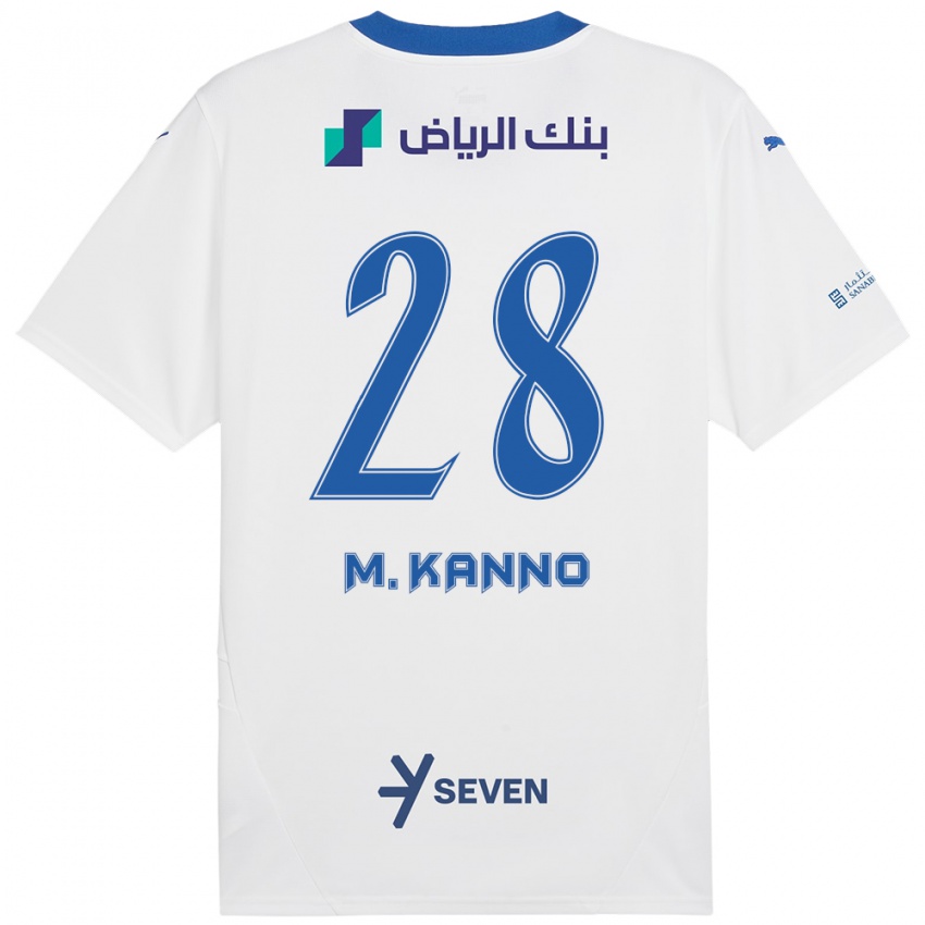 Bambino Maglia Mohamed Kanno #28 Bianco Blu Kit Gara Away 2024/25 Maglietta