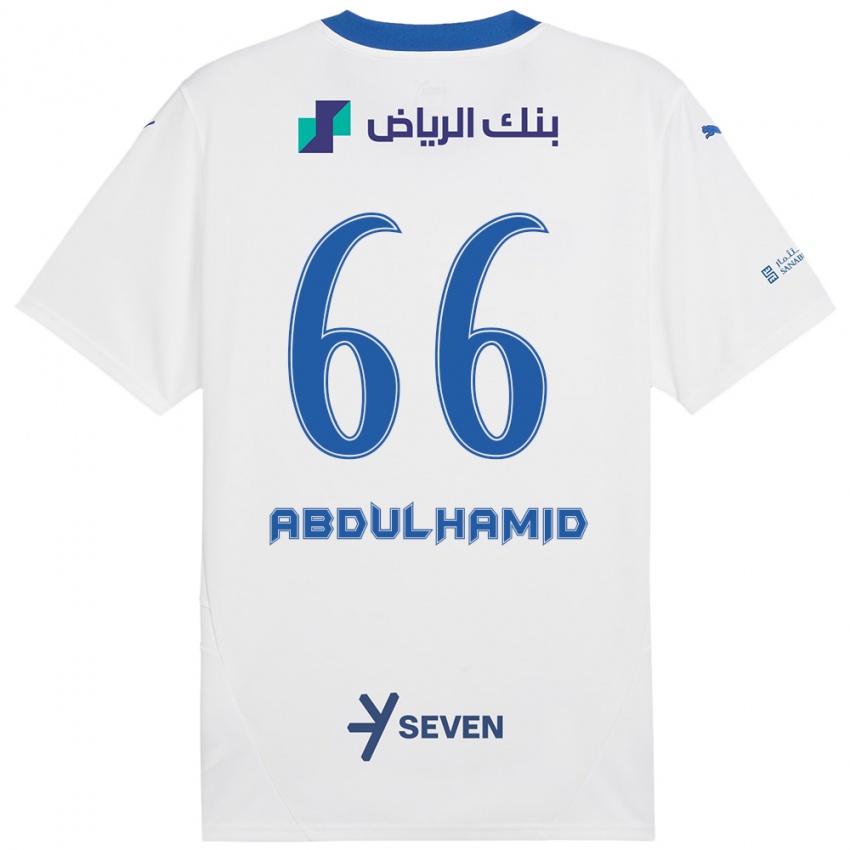 Bambino Maglia Saud Abdulhamid #66 Bianco Blu Kit Gara Away 2024/25 Maglietta