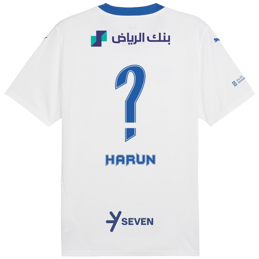 Bambino Maglia Saud Harun #0 Bianco Blu Kit Gara Away 2024/25 Maglietta