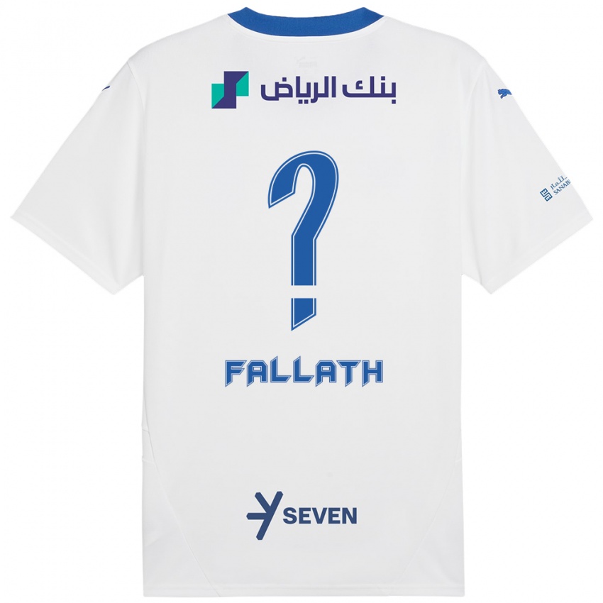 Bambino Maglia Fahad Fallath #0 Bianco Blu Kit Gara Away 2024/25 Maglietta