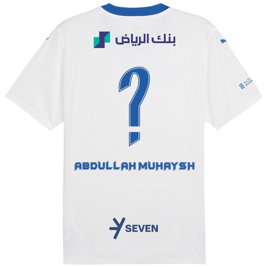 Bambino Maglia Mohammed Abdullah Muhaysh #0 Bianco Blu Kit Gara Away 2024/25 Maglietta