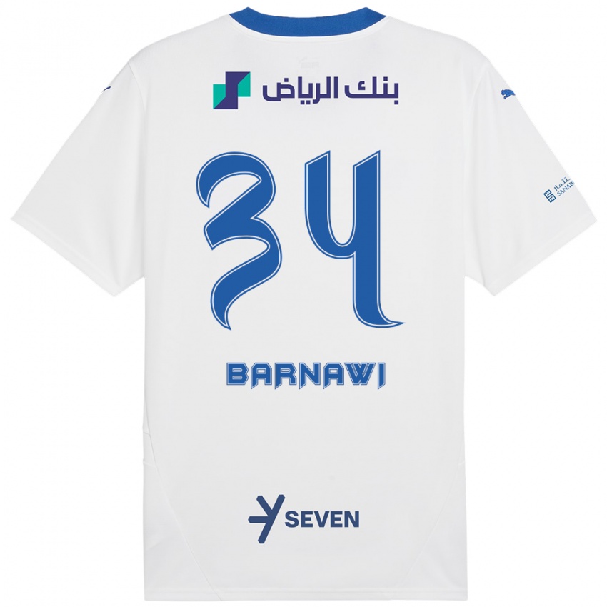 Bambino Maglia Saleh Barnawi #34 Bianco Blu Kit Gara Away 2024/25 Maglietta