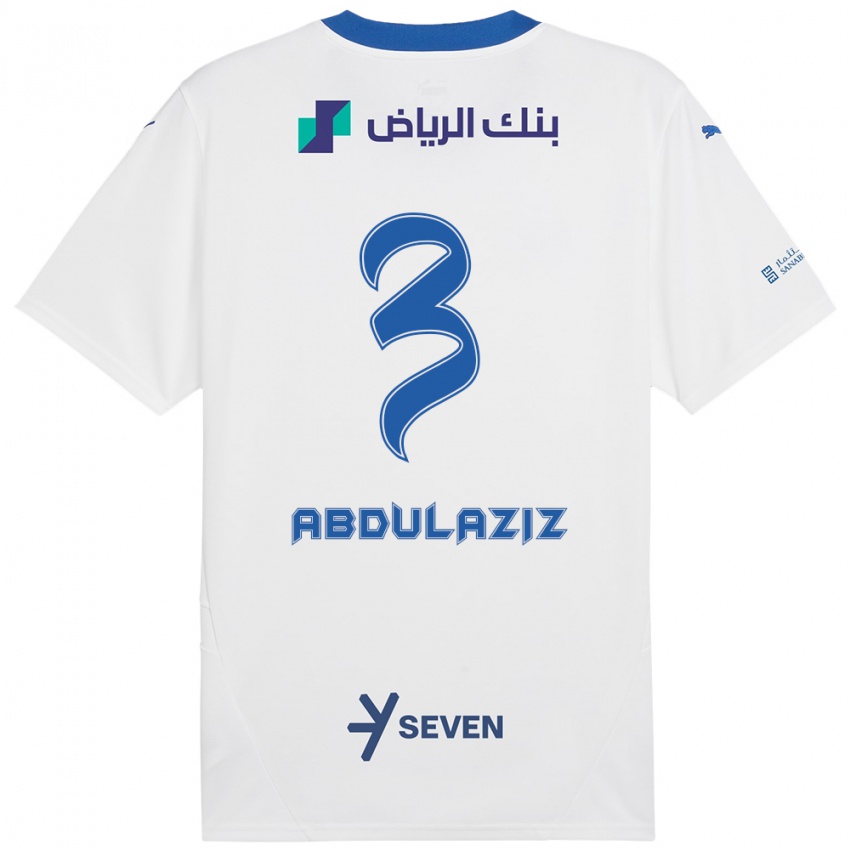 Bambino Maglia Al Jawhara Abdulaziz #3 Bianco Blu Kit Gara Away 2024/25 Maglietta