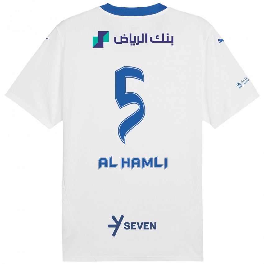 Bambino Maglia Noura Al-Hamli #5 Bianco Blu Kit Gara Away 2024/25 Maglietta