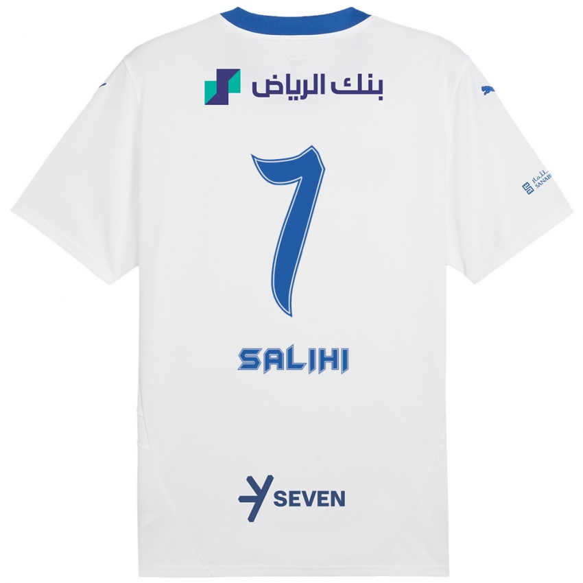 Bambino Maglia Shokhan Salihi #7 Bianco Blu Kit Gara Away 2024/25 Maglietta