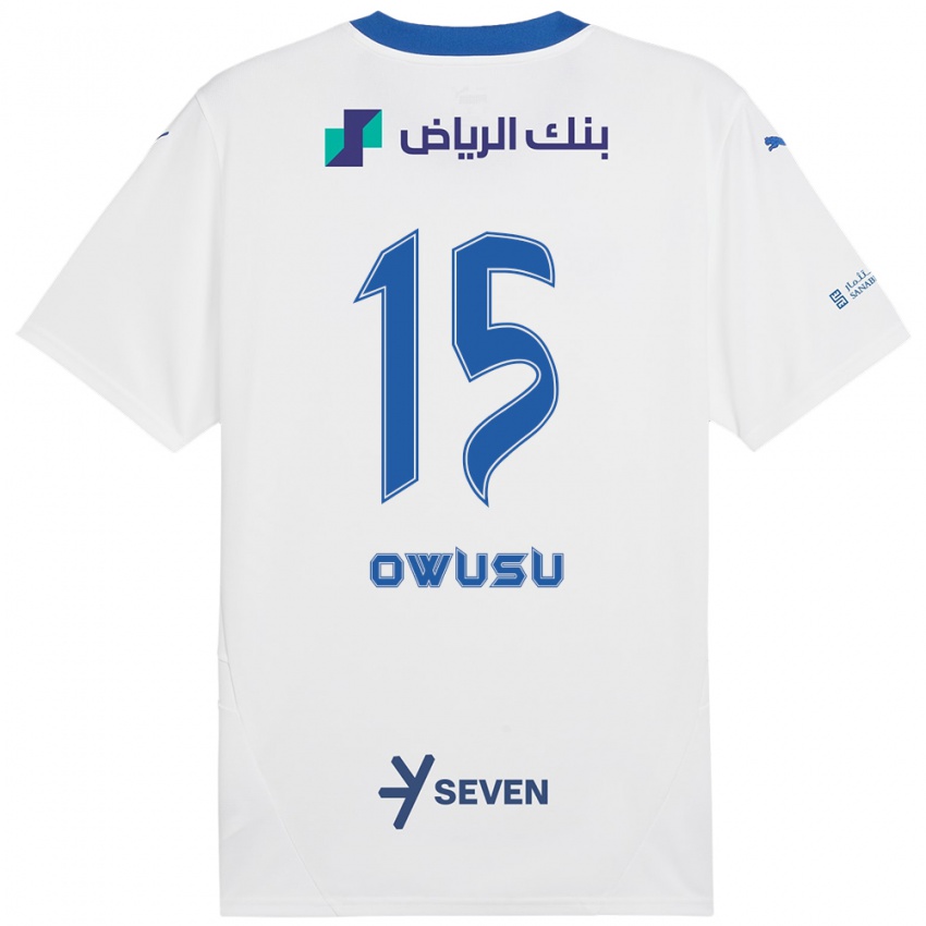 Bambino Maglia Mavis Owusu #15 Bianco Blu Kit Gara Away 2024/25 Maglietta