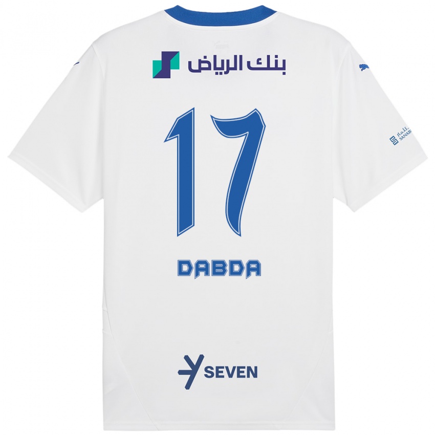 Bambino Maglia Claudia Dabda #17 Bianco Blu Kit Gara Away 2024/25 Maglietta