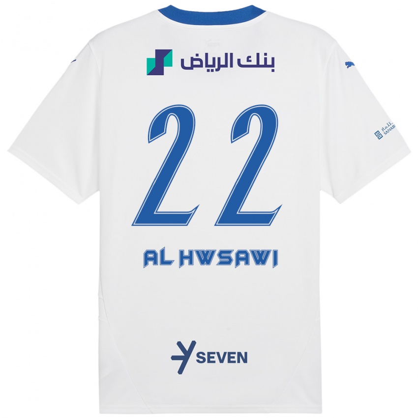 Bambino Maglia Shorouq Al-Hwsawi #22 Bianco Blu Kit Gara Away 2024/25 Maglietta