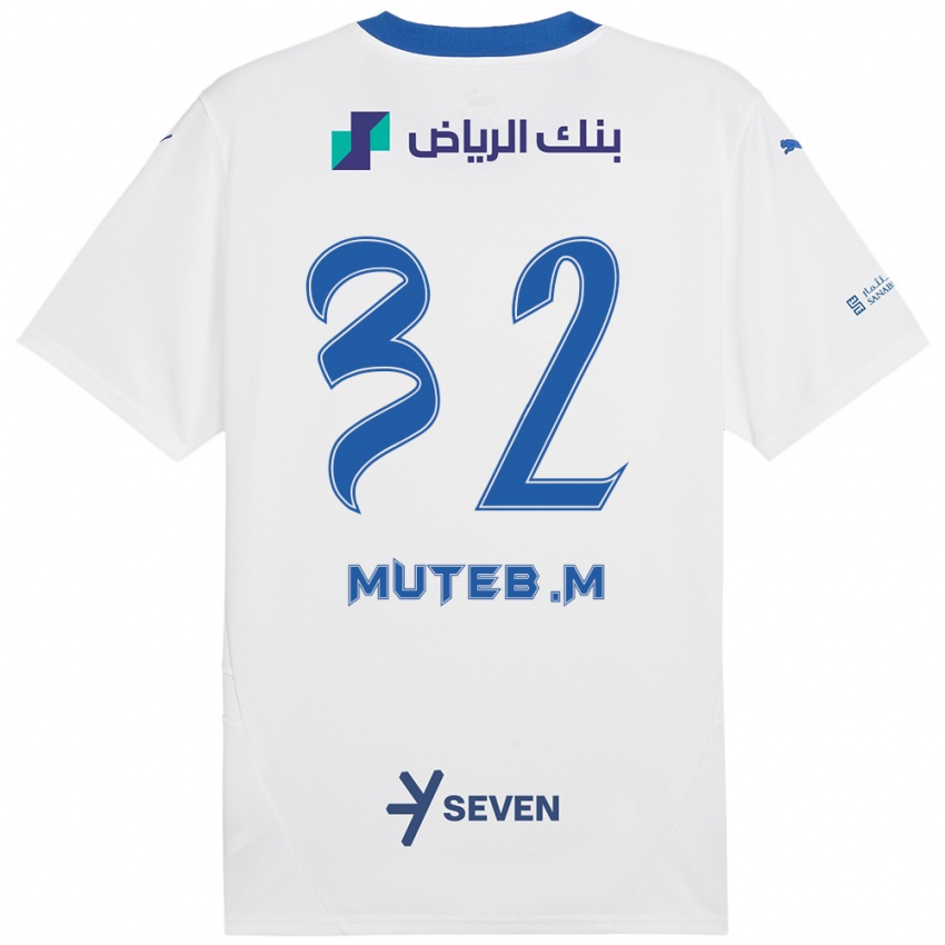 Bambino Maglia Muteb Al-Mufarrij #32 Bianco Blu Kit Gara Away 2024/25 Maglietta