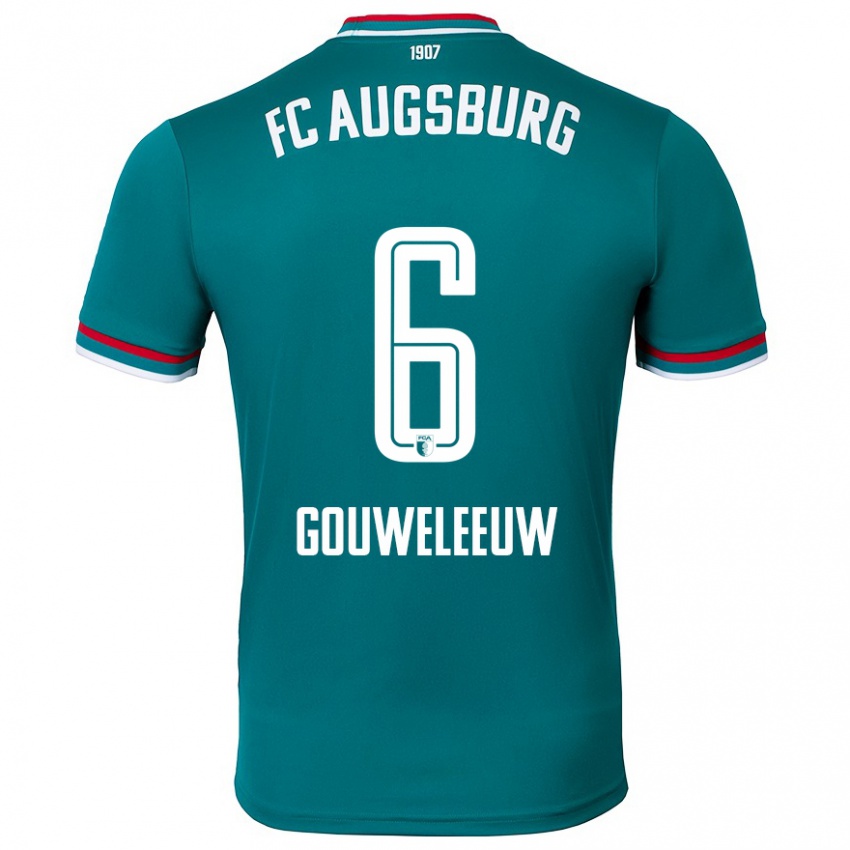 Bambino Maglia Jeffrey Gouweleeuw #6 Verde Scuro Kit Gara Away 2024/25 Maglietta