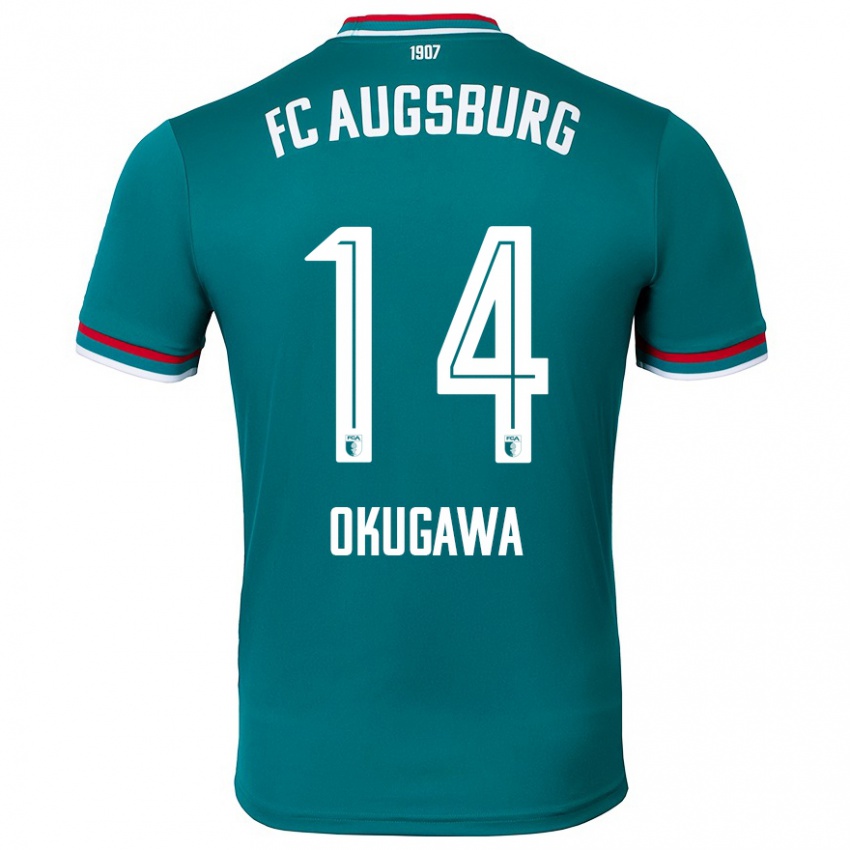 Bambino Maglia Masaya Okugawa #14 Verde Scuro Kit Gara Away 2024/25 Maglietta