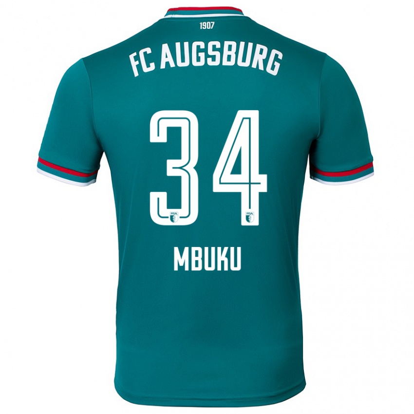 Bambino Maglia Nathanaël Mbuku #34 Verde Scuro Kit Gara Away 2024/25 Maglietta