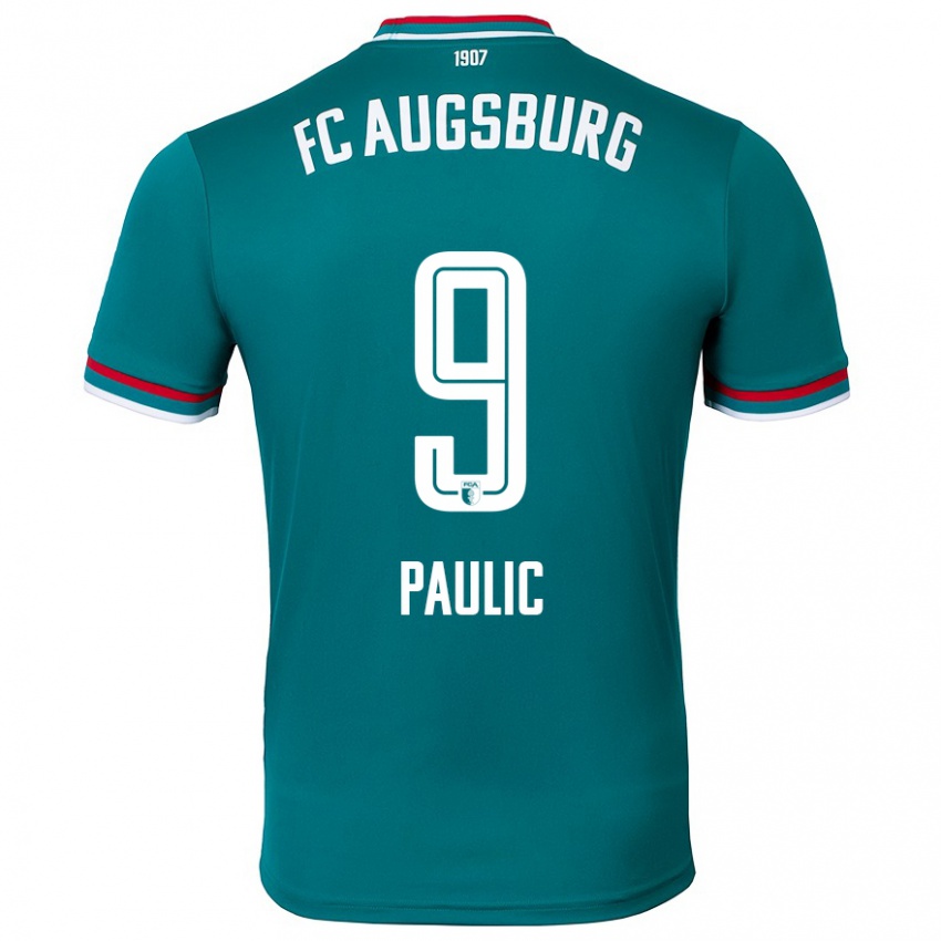 Bambino Maglia Anthony Paulic #9 Verde Scuro Kit Gara Away 2024/25 Maglietta