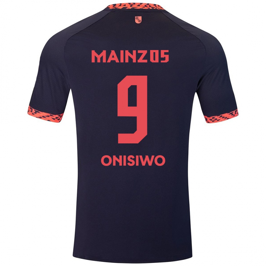 Bambino Maglia Karim Onisiwo #9 Blu Corallo Rosso Kit Gara Away 2024/25 Maglietta