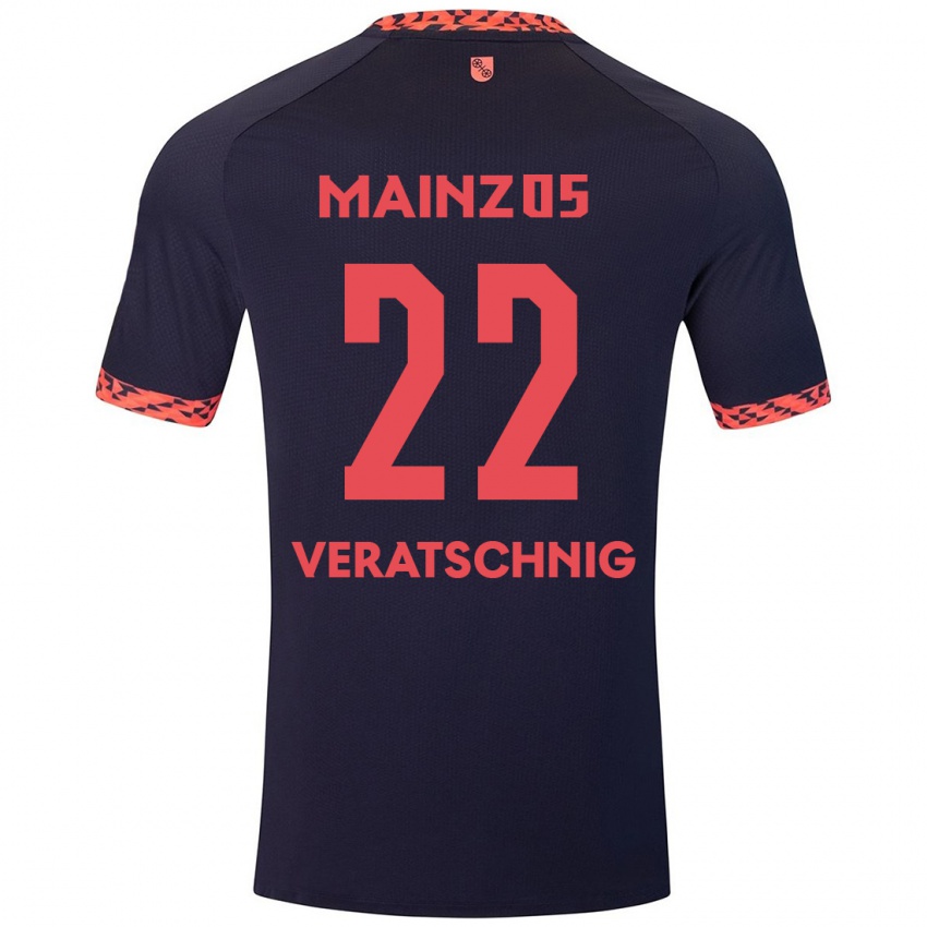 Bambino Maglia Nikolas Veratschnig #22 Blu Corallo Rosso Kit Gara Away 2024/25 Maglietta