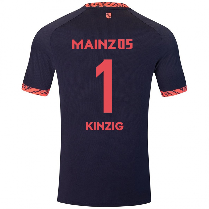 Bambino Maglia Maximilian Kinzig #1 Blu Corallo Rosso Kit Gara Away 2024/25 Maglietta