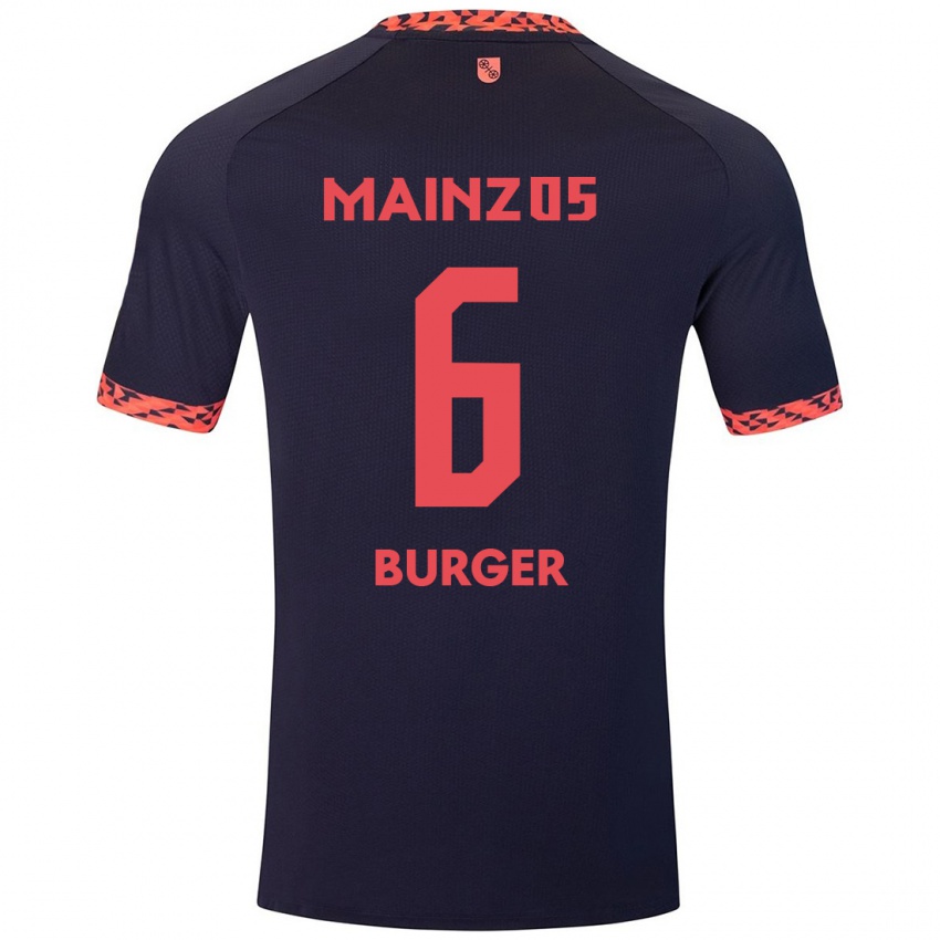 Bambino Maglia Korbinian Burger #6 Blu Corallo Rosso Kit Gara Away 2024/25 Maglietta