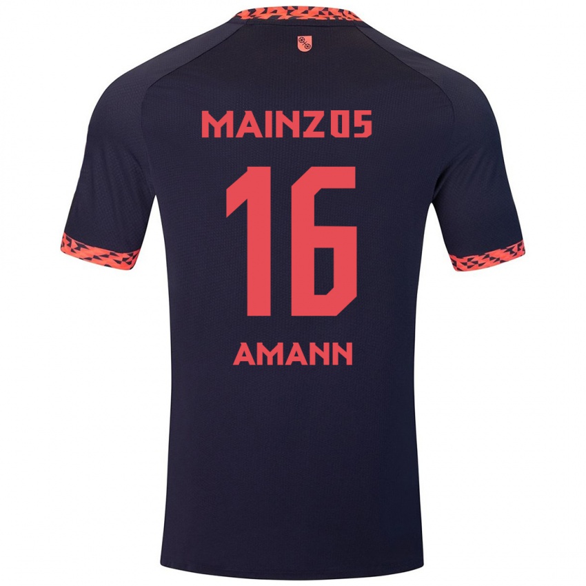 Bambino Maglia Jason Amann #16 Blu Corallo Rosso Kit Gara Away 2024/25 Maglietta