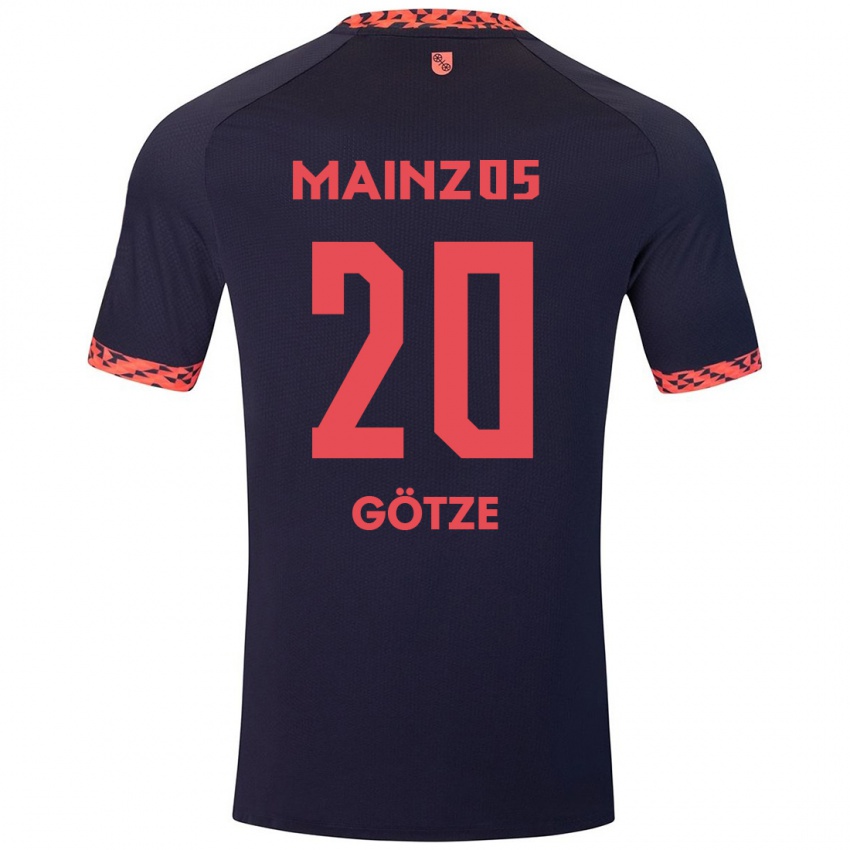 Bambino Maglia Justus Götze #20 Blu Corallo Rosso Kit Gara Away 2024/25 Maglietta